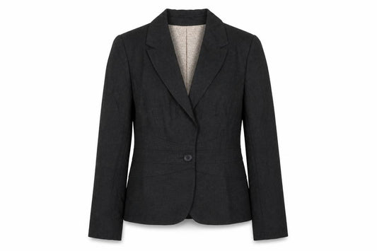 Front view of Next women’s grey polyester jacket blazer, size UK 12