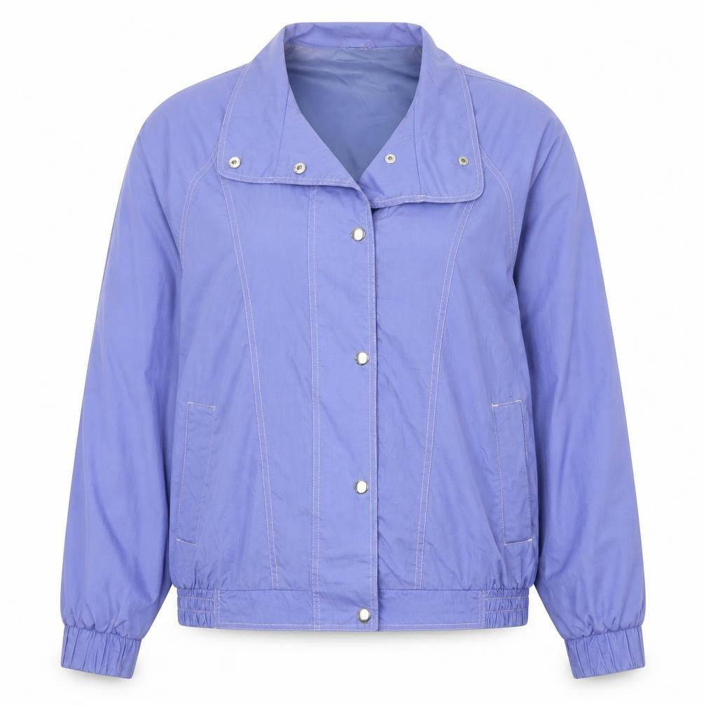 Front view of C&A women’s blue jacket, size UK 14, snap