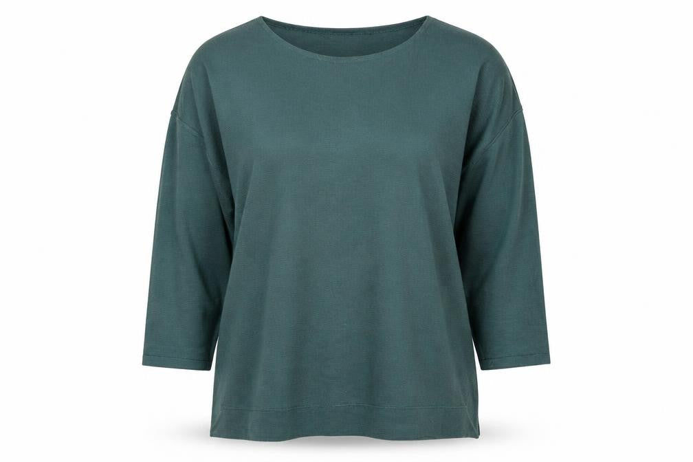 Front view of Fiore women’s green round neck polyester jumper, size M