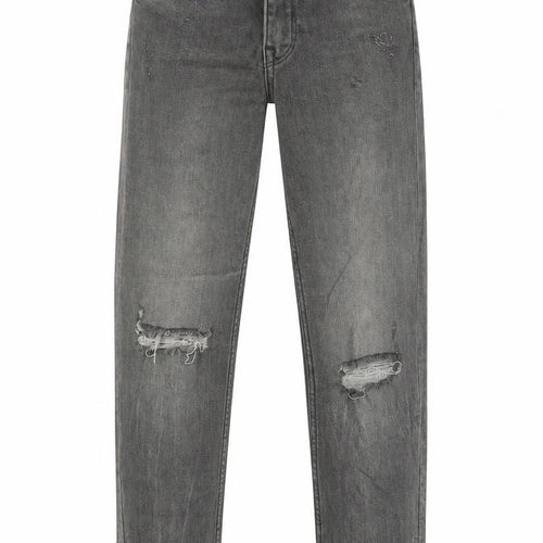 H&M Womens Grey Cotton Straight Jeans Size 23 in Extra-Slim Zip