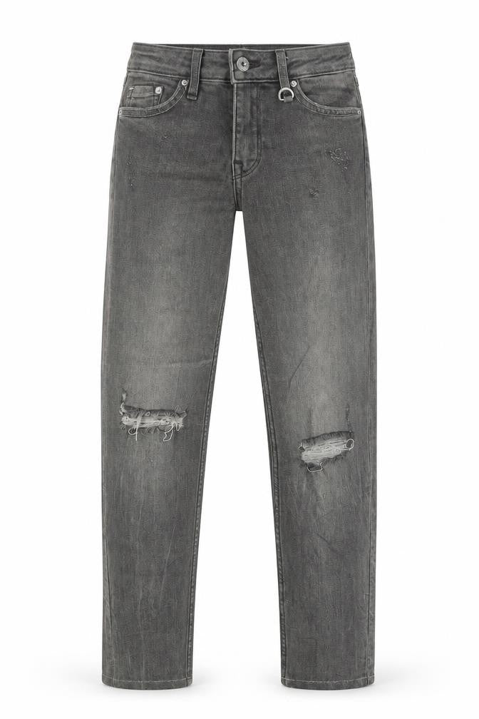 H&M Womens Grey Cotton Straight Jeans Size 23 in Extra-Slim Zip