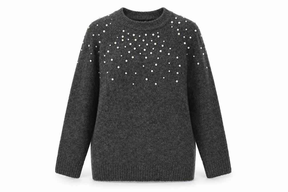 F&F Womens Grey Round Neck Acrylic Pullover Jumper Size 8