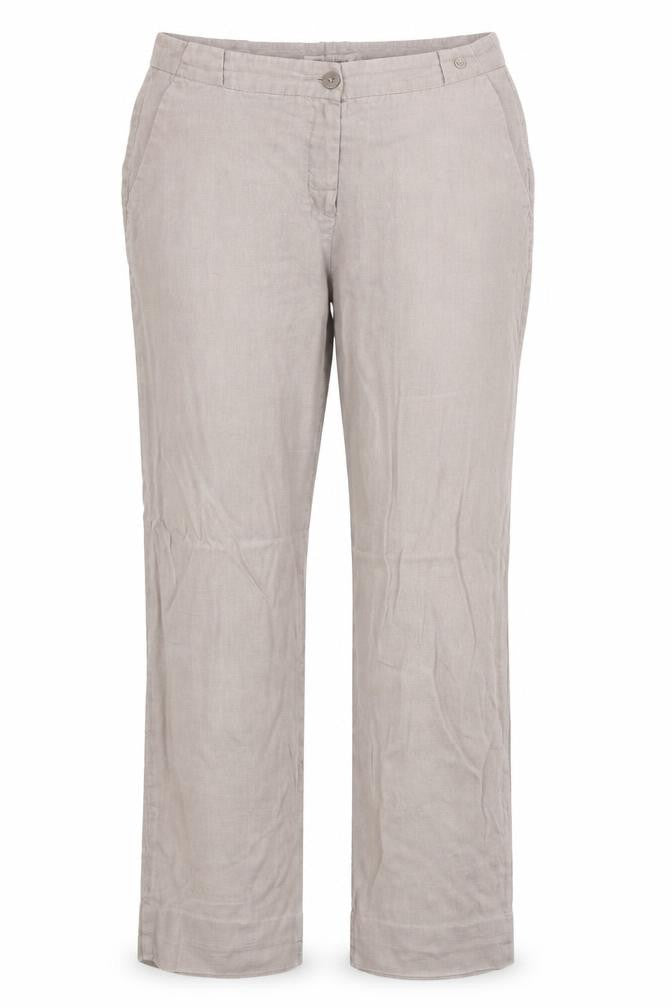 Front view of Punt Roma women’s beige polyester trousers, size UK 12, regular zip