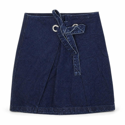 Topshop Womens Blue Cotton A-Line Skirt Size 8 Zip