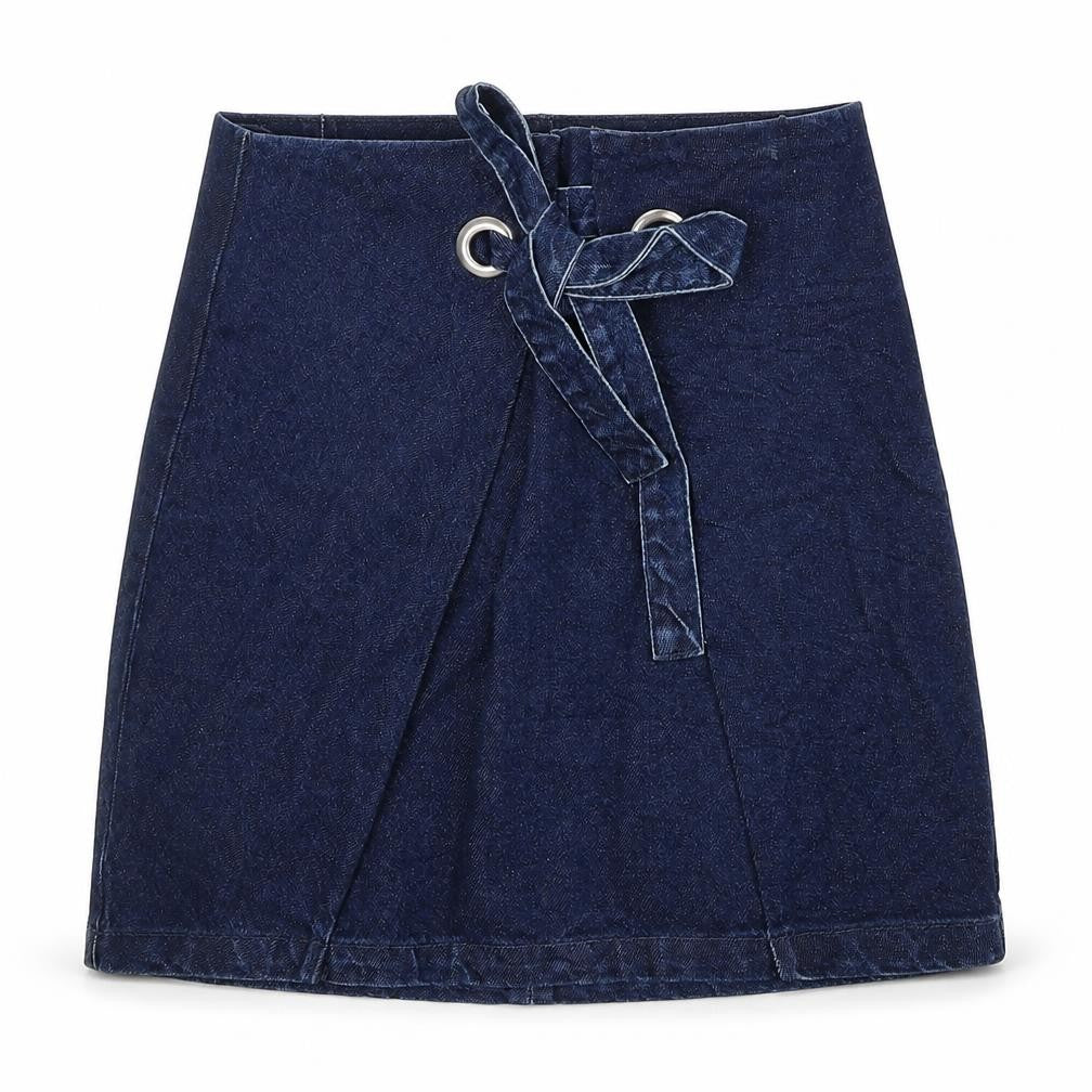 Topshop Womens Blue Cotton A-Line Skirt Size 8 Zip