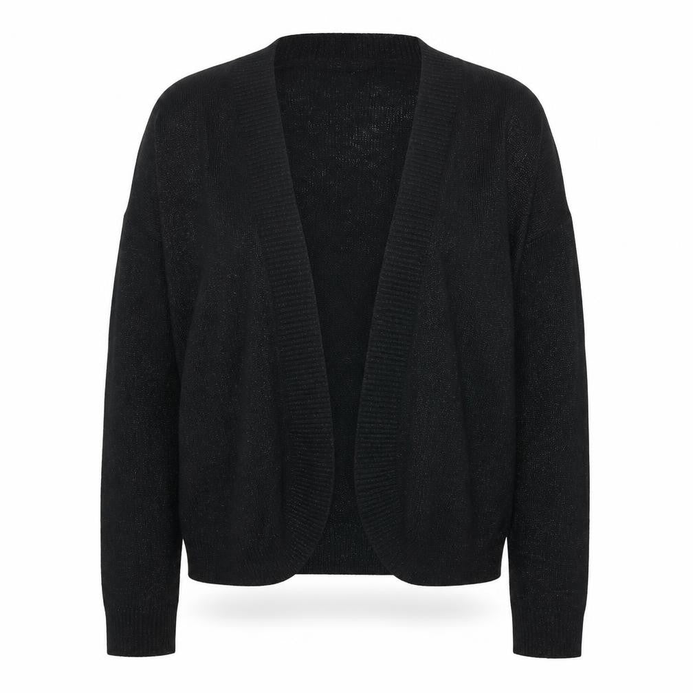 EWM Womens Black V-Neck Acetate Cardigan Jumper Size M