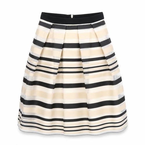 Preworn Womens Beige Striped Polyester Tulip Skirt Size 10 Zip