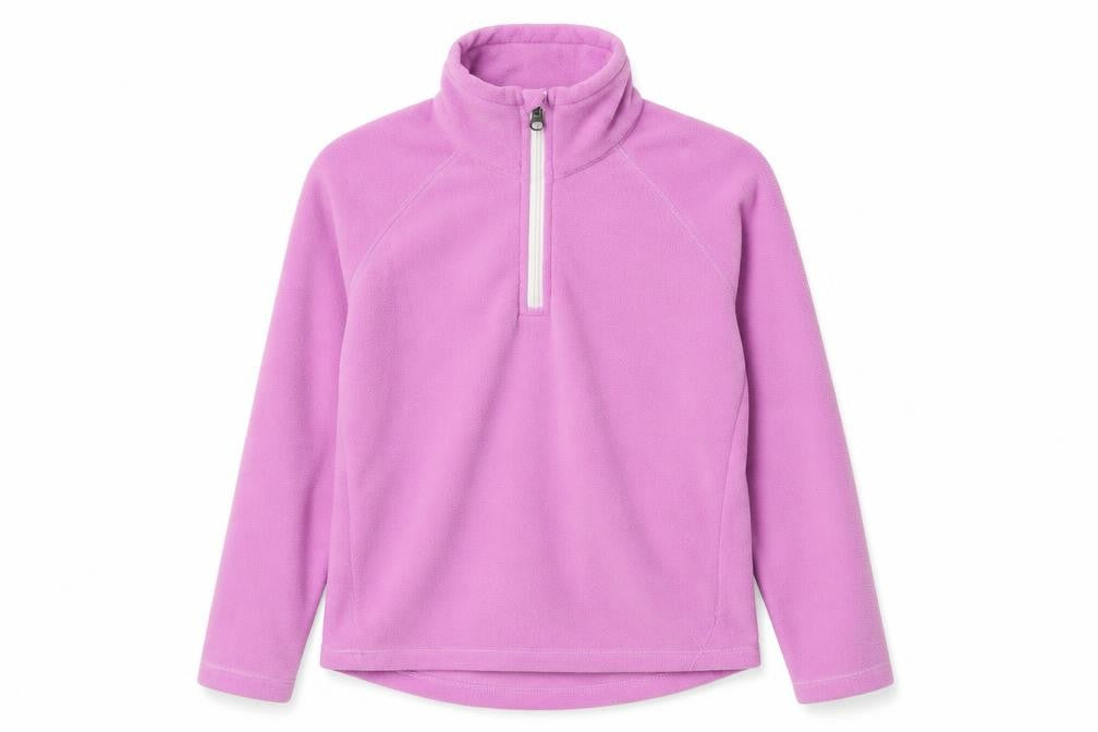 Front view of Tenson women’s pink polyester pullover sweatshirt, size UK 6, zip