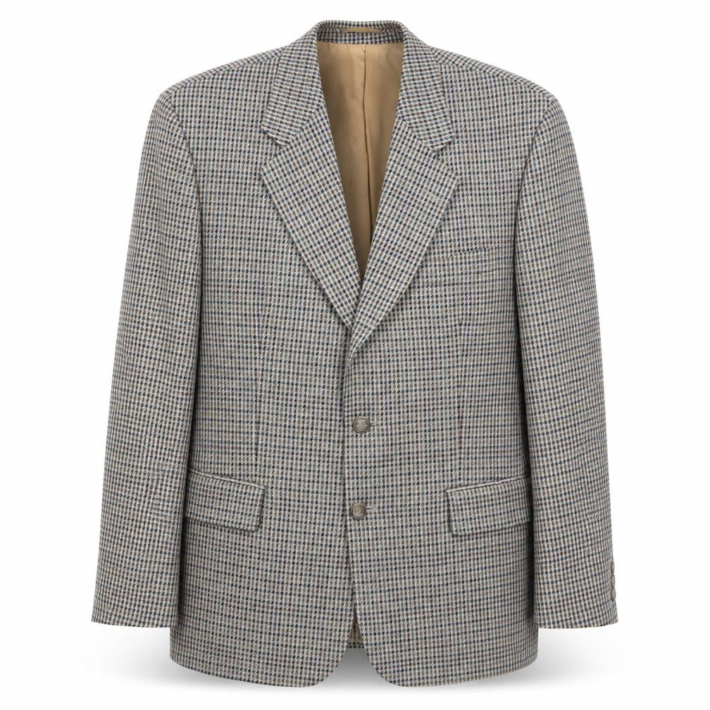 Front view of Burton men’s multicoloured geometric wool jacket blazer, size 40, regular