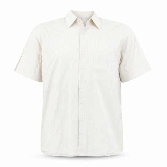 Kastor Mens White Striped Cotton Button-Up Size 42 Collared Button
