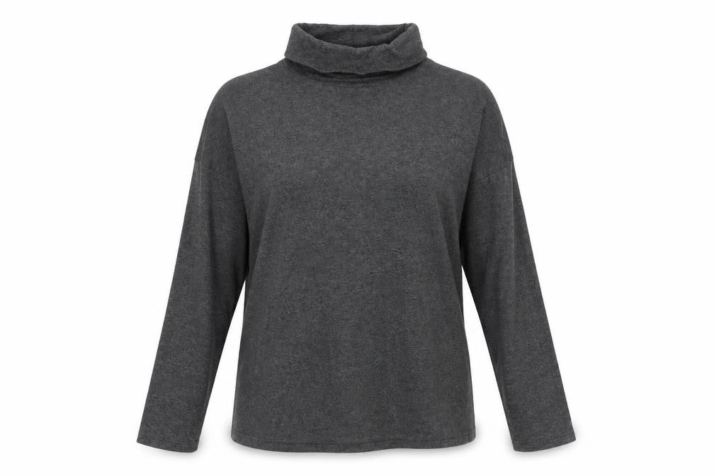 Front view of New Look women’s grey polyester basic t-shirt, size UK 12, one shoulder