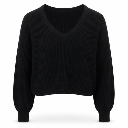 Cotton Candy LA Womens Black V-Neck Acrylic Pullover Jumper Size S