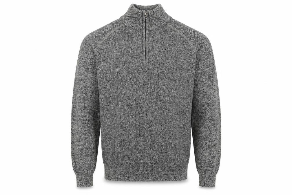George Mens Grey Mock Neck Cotton Pullover Jumper Size S Long Sleeve