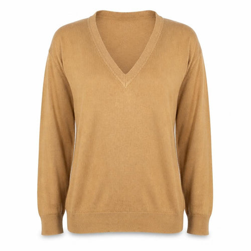 Forever 21 Womens Beige V-Neck Acrylic Pullover Jumper Size S Pullover
