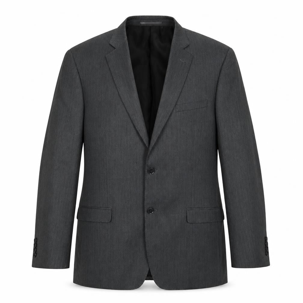 Front view of Charlton Grey men’s grey polyester jacket suit jacket, size 42, regular