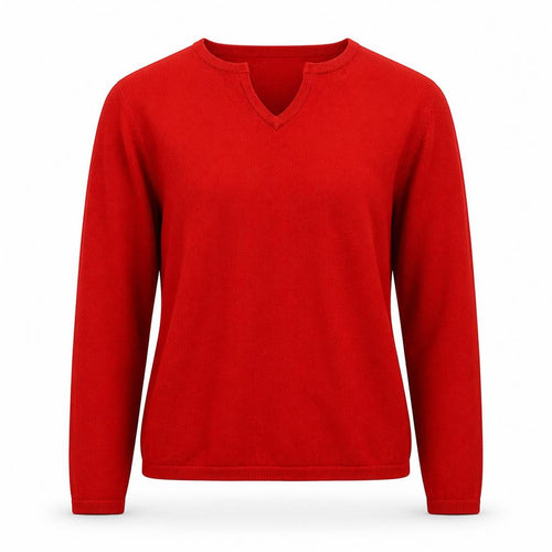 Akal Collection Womens Red V-Neck Acrylic Pullover Jumper Size S - Size S/M