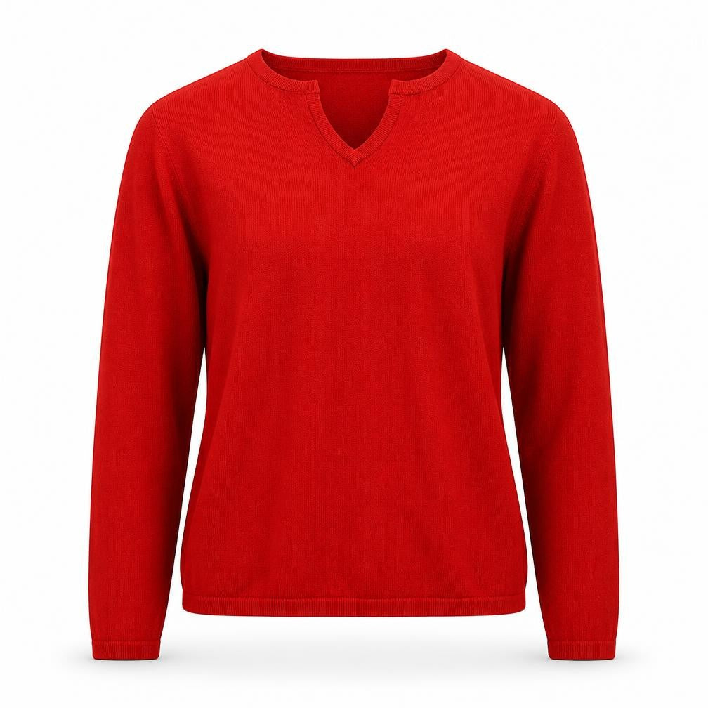 Akal Collection Womens Red V-Neck Acrylic Pullover Jumper Size S - Size S/M