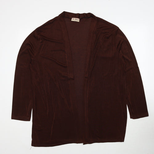 La Femme Womens Brown V-Neck Polyester Cardigan Jumper Size L Pullover