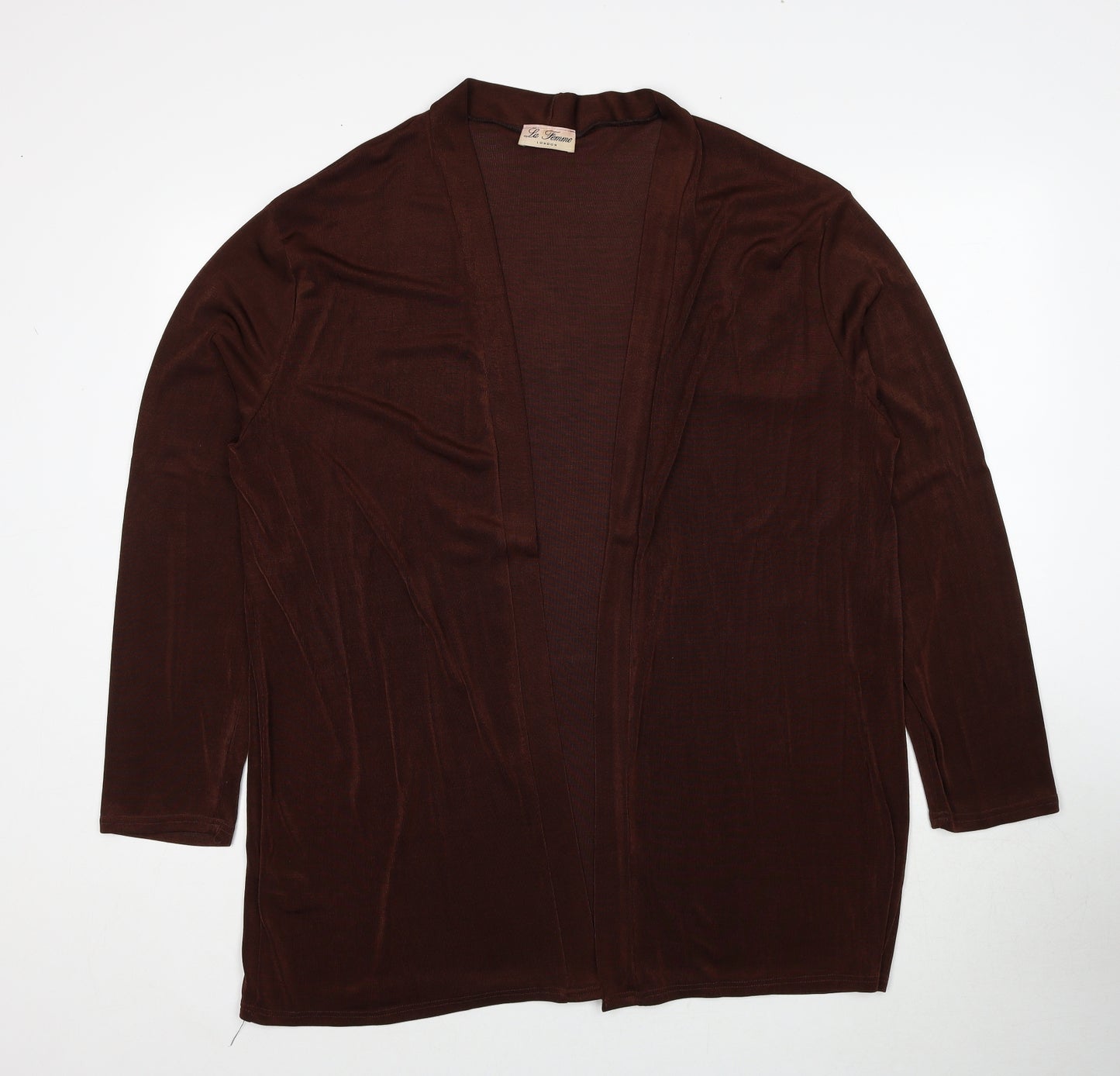 La Femme Womens Brown V-Neck Polyester Cardigan Jumper Size L Pullover