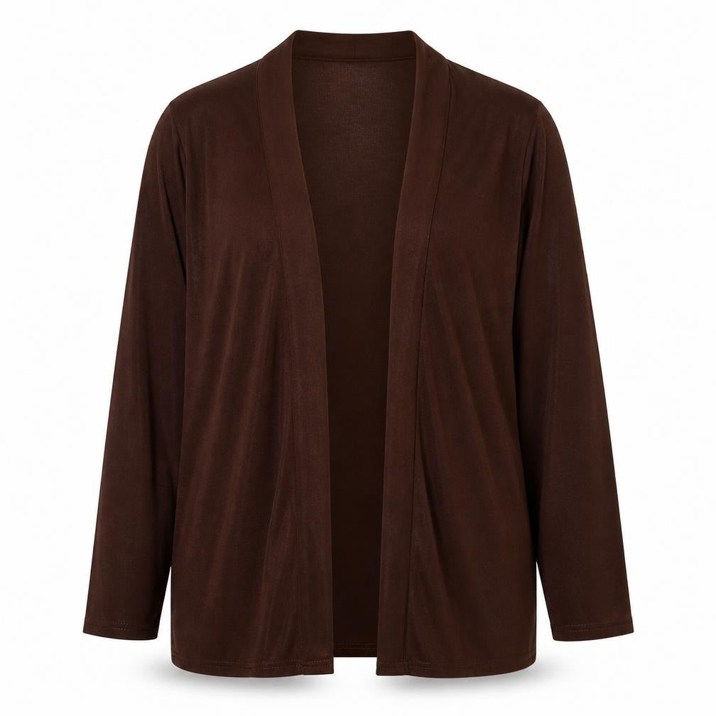 La Femme Womens Brown V-Neck Polyester Cardigan Jumper Size L Pullover