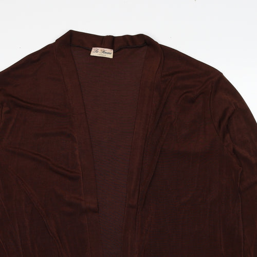 La Femme Womens Brown V-Neck Polyester Cardigan Jumper Size L Pullover
