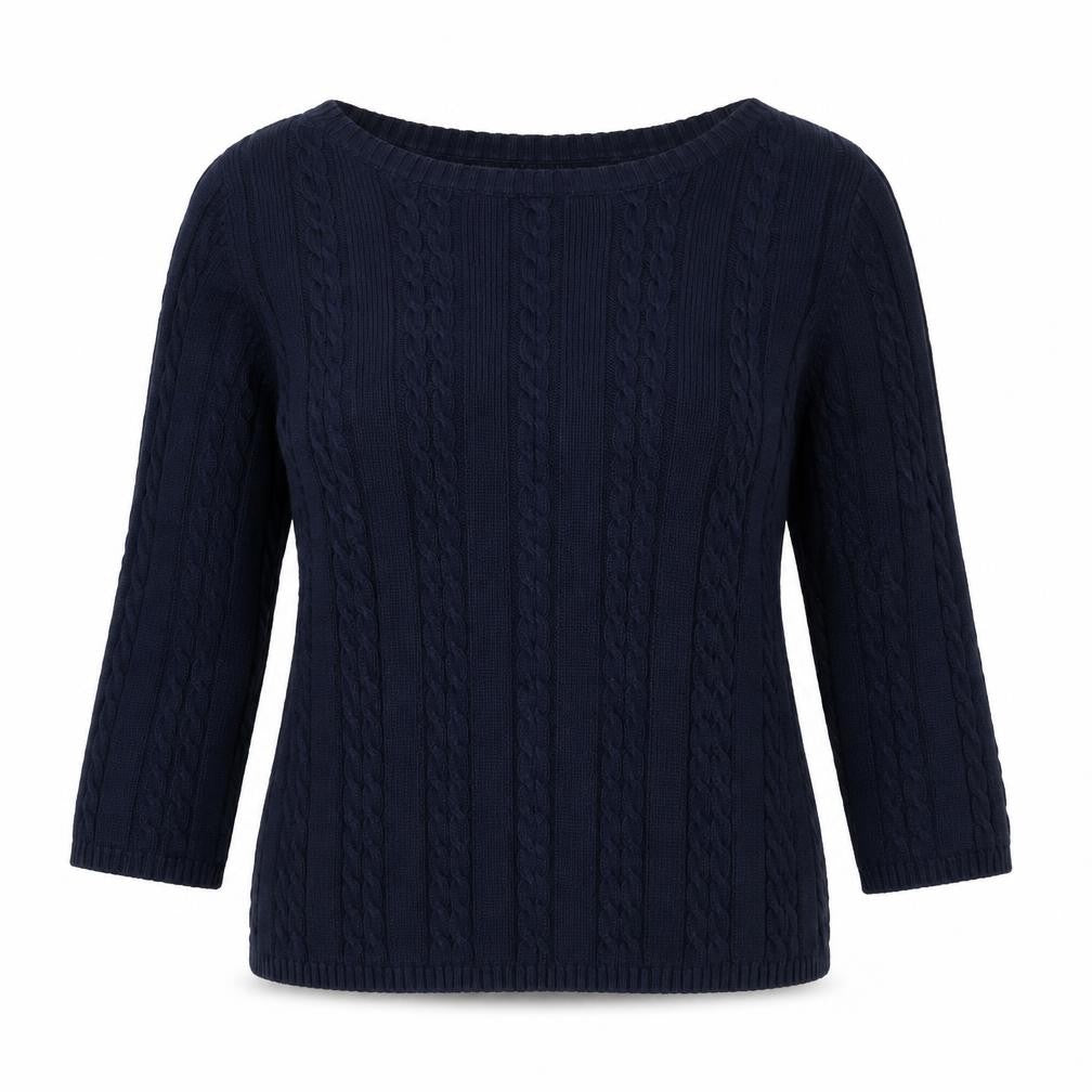 Joie de Vivre Womens Blue Boat Neck Cotton Pullover Jumper Size L