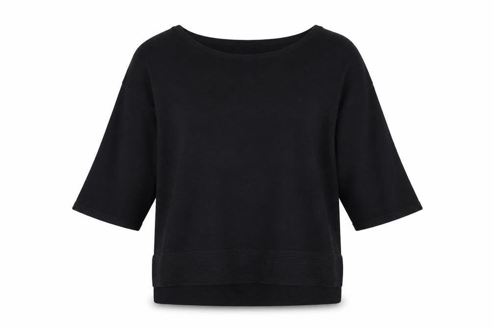 Front view of Next women’s black round neck cotton jumper, size UK 12