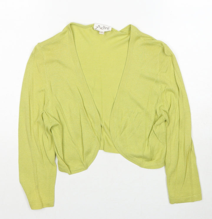 Adini Womens Green Square Neck Bamboo Pullover Jumper Size S Pullover