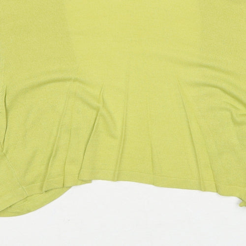 Adini Womens Green Square Neck Bamboo Pullover Jumper Size S Pullover