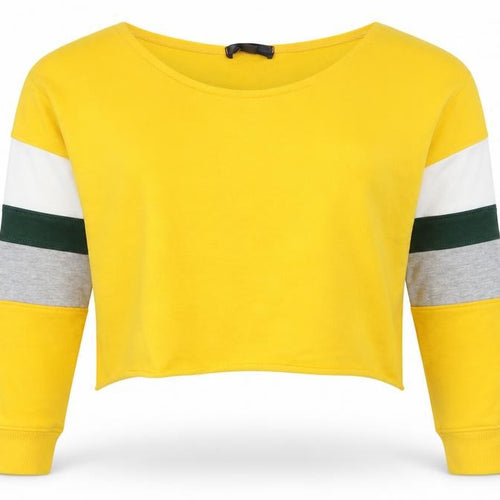 Missguided Womens Yellow Cotton Pullover Sweatshirt Size 8 Pullover