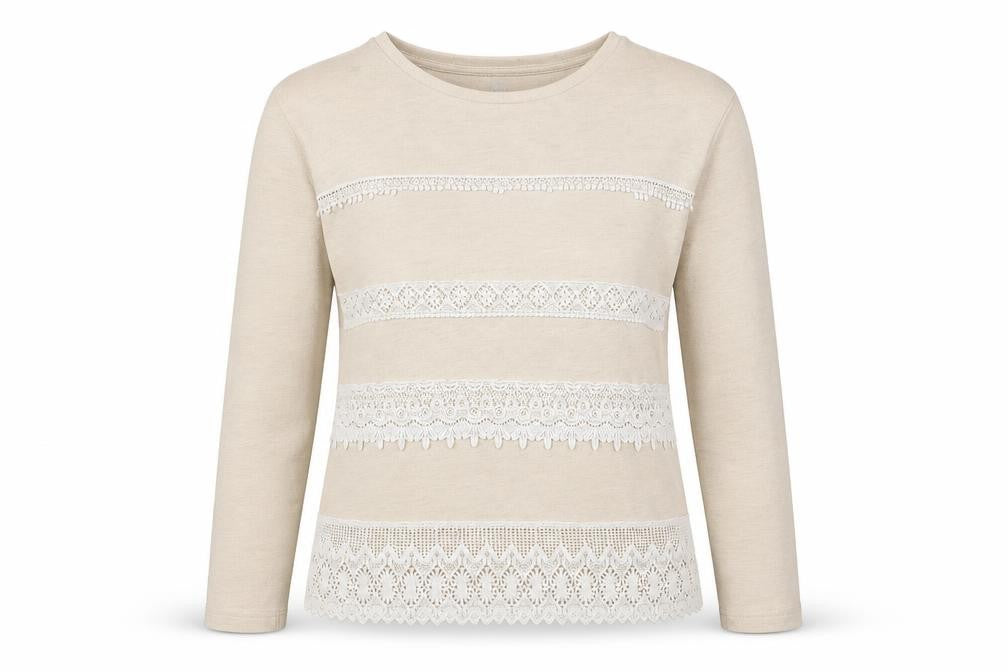 Front view of Stradivarius women’s beige round neck polyester jumper, size XS