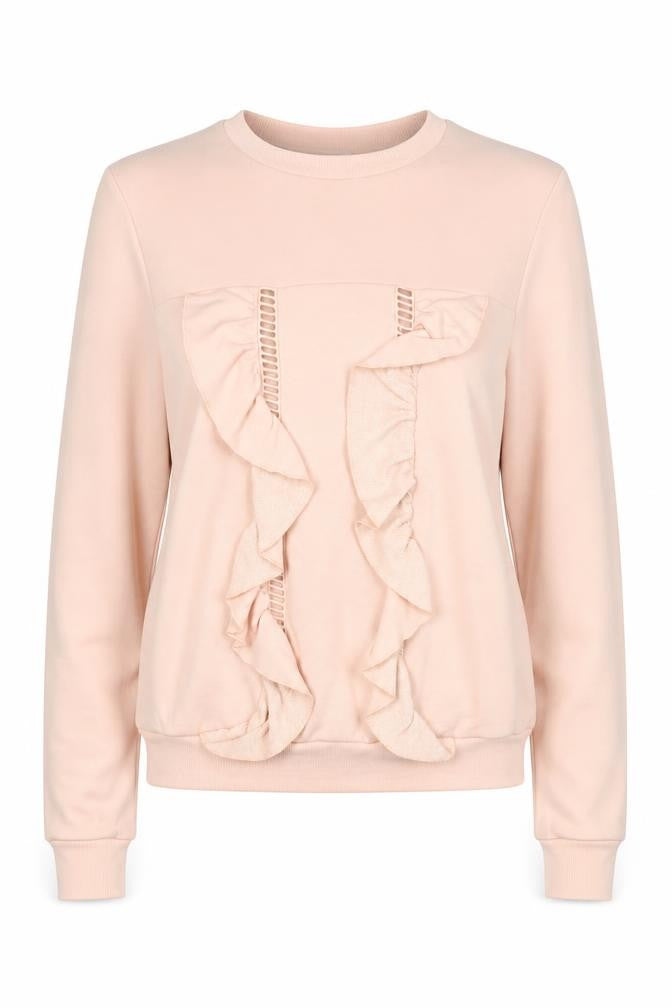 Front view of Lost Ink women’s pink cotton pullover sweatshirt, size UK 8, pullover