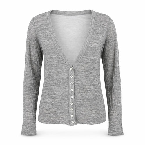 Formes Womens Grey V-Neck Cotton Cardigan Jumper Size S - Label size 1
