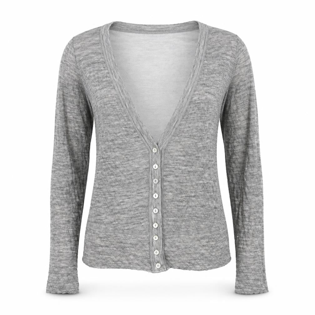 Formes Womens Grey V-Neck Cotton Cardigan Jumper Size S - Label size 1