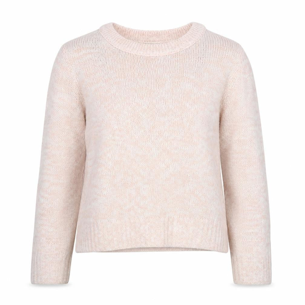 Front view of Divided by H&M women’s pink round neck acrylic jumper, size M