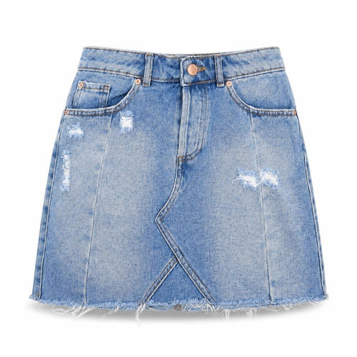 Miss Selfridge Womens Blue Cotton A-Line Skirt Size 6 Zip