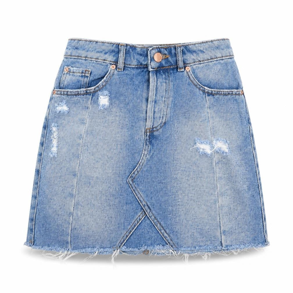 Miss Selfridge Womens Blue Cotton A-Line Skirt Size 6 Zip
