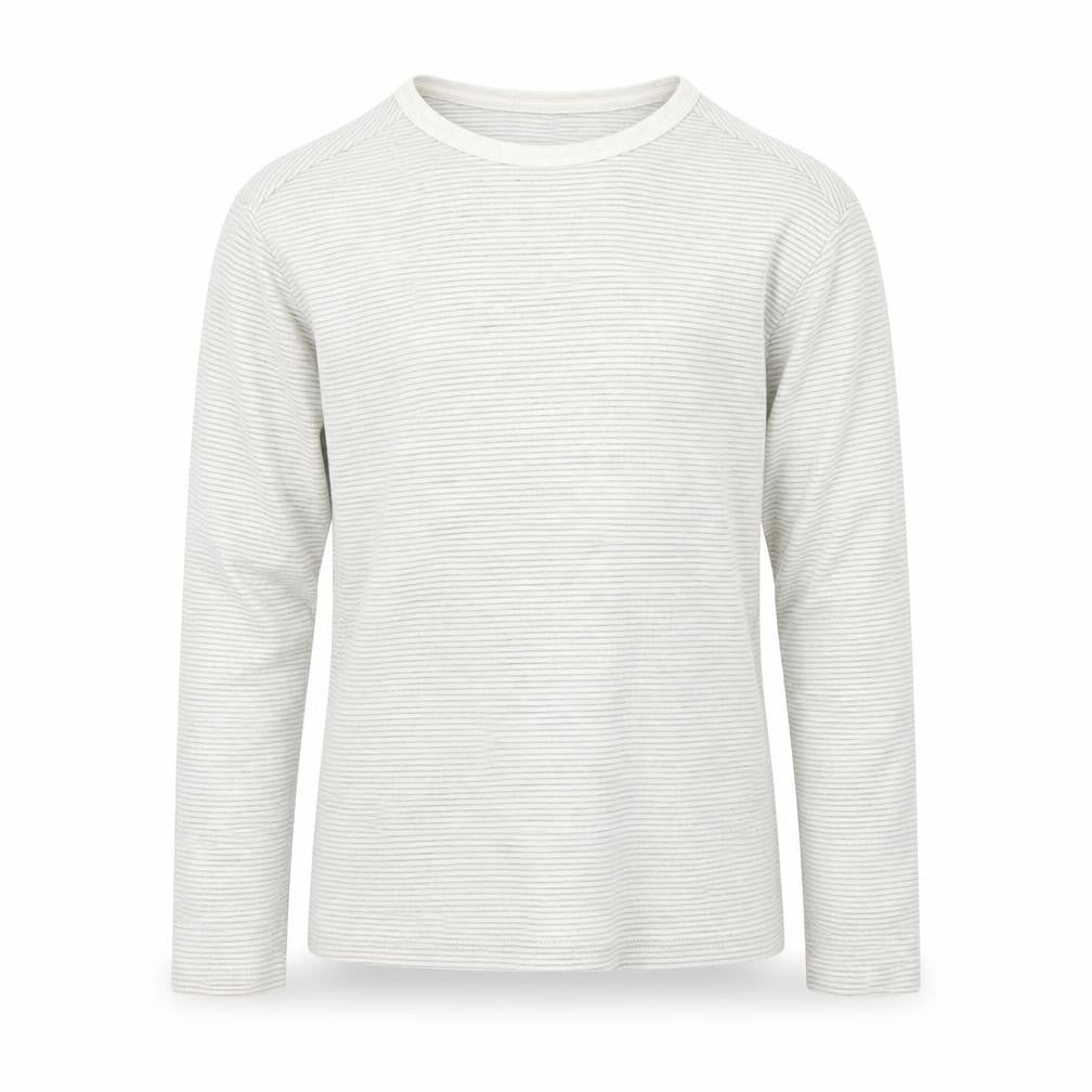 Marks and Spencer Girls Grey Striped Cotton Basic T-Shirt Size 7-8 Years Round Neck Pullover