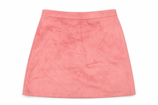 Front view of Primark women’s pink polyester a-line skirt, size UK 8, zip