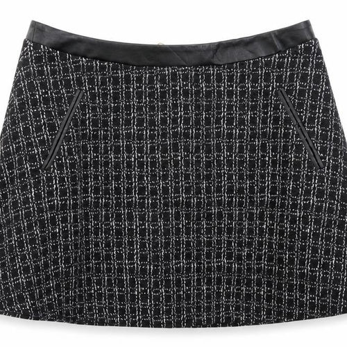 Yumi Womens Black Geometric Polyester Skater Skirt Size 16 Zip