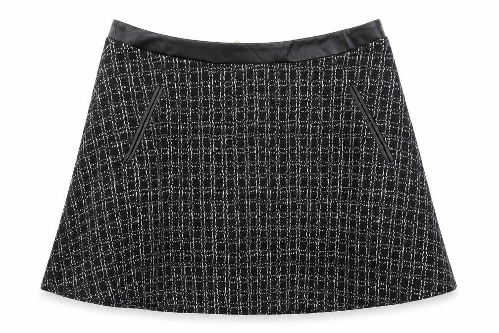 Yumi Womens Black Geometric Polyester Skater Skirt Size 16 Zip