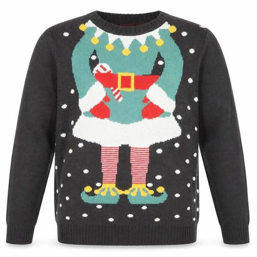 Avenue Mens Grey Round Neck Acrylic Pullover Jumper Size S Long Sleeve - Elf Christmas