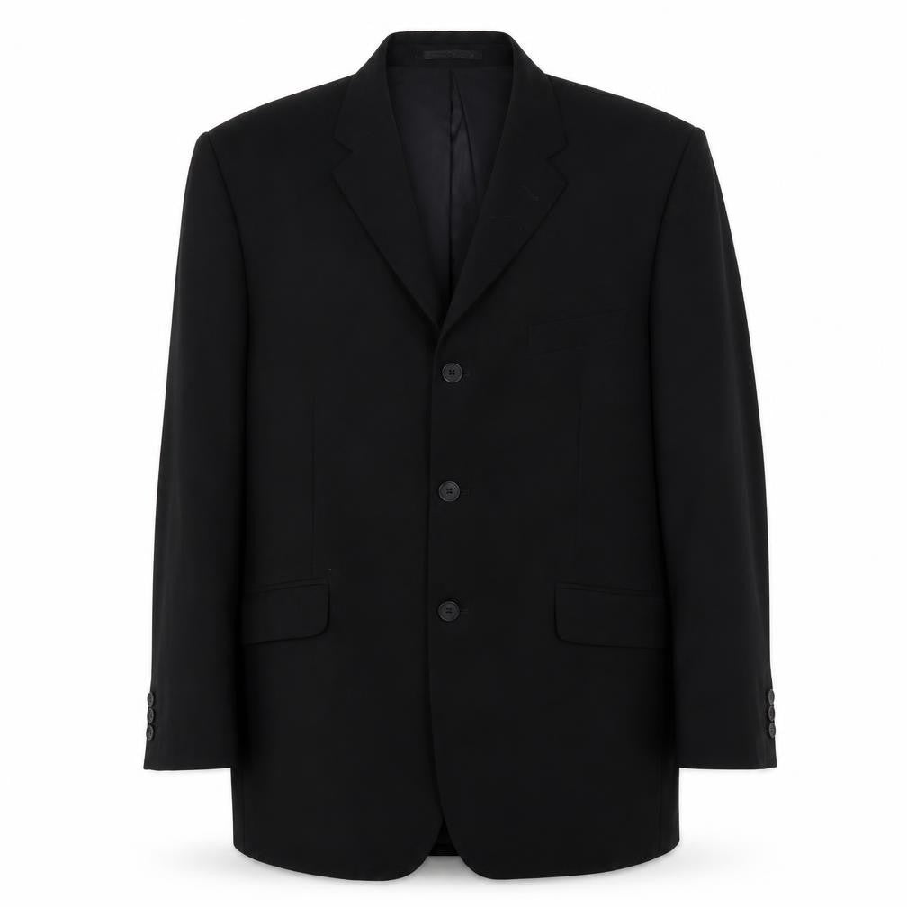Front view of Burton men’s black polyester jacket suit jacket, size 40, regular