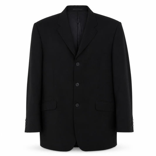 Front view of Burton men’s black polyester jacket suit jacket, size 40, regular