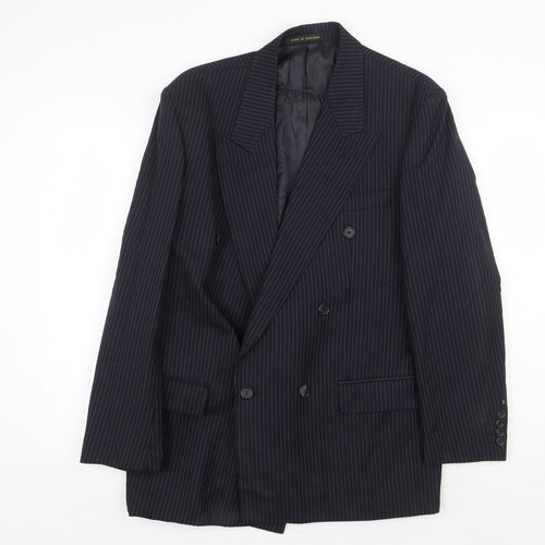 James Barry Mens Blue Striped Wool Jacket Suit Jacket Size 42 Regular
