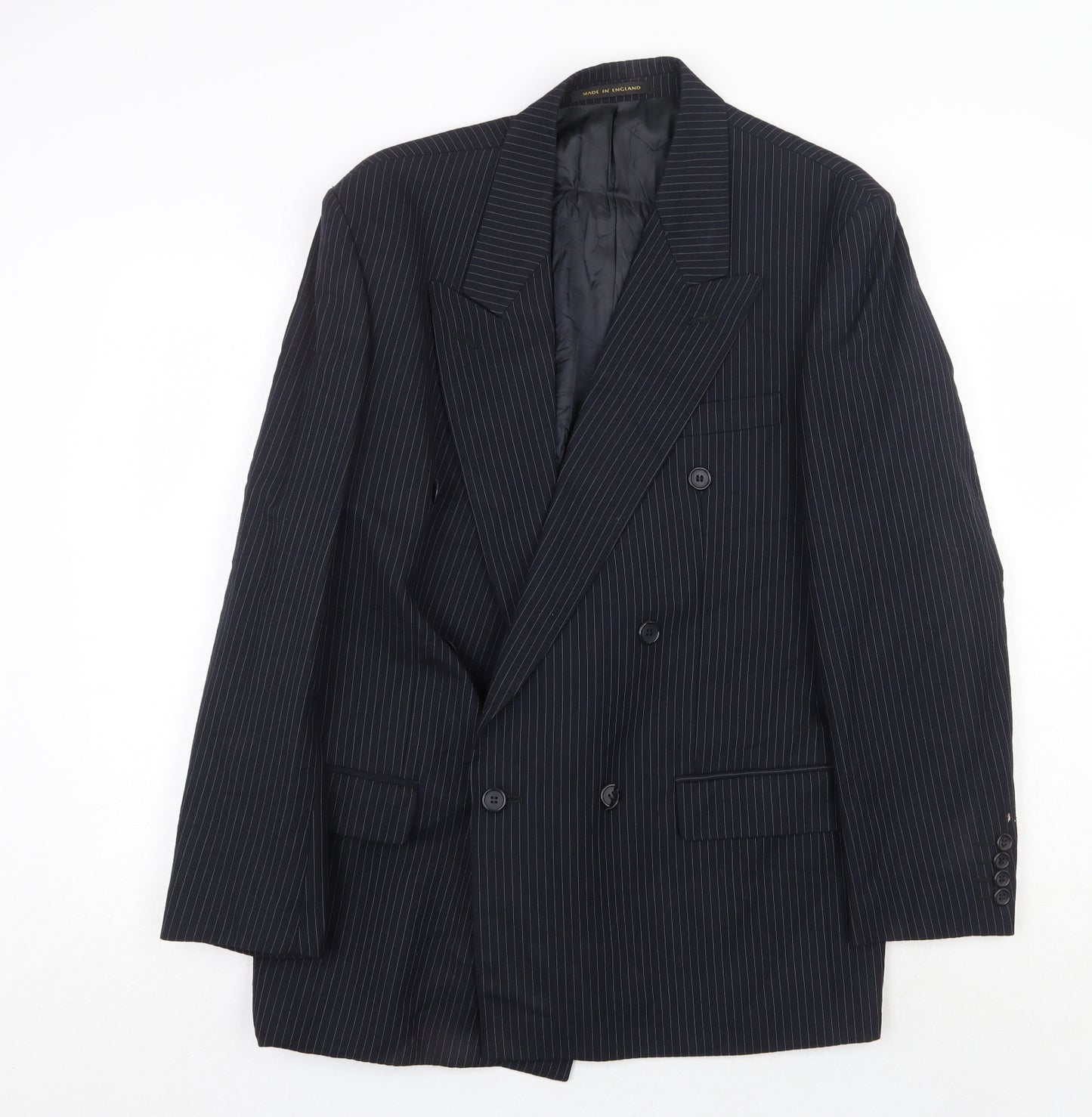 James Barry Mens Blue Striped Wool Jacket Suit Jacket Size 42 Regular