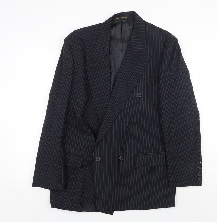 James Barry Mens Blue Striped Wool Jacket Suit Jacket Size 42 Regular