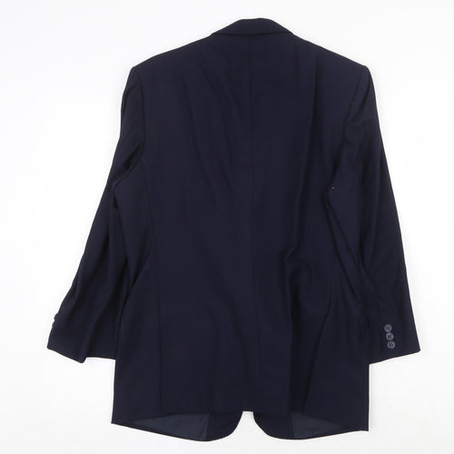 The Label Mens Blue Wool Jacket Suit Jacket Size 40 Regular