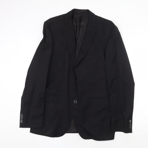 ROY ROBSON Mens Black Wool Jacket Suit Jacket Size 50 Regular