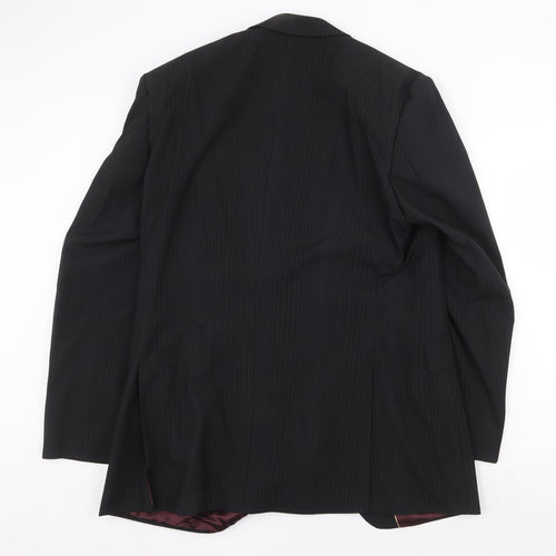 Burton Mens Black Striped Polyester Jacket Suit Jacket Size 44 Regular